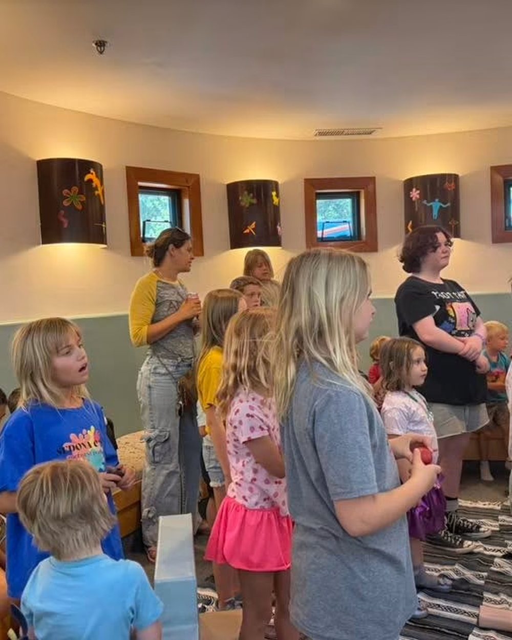 Campers making bead crafts at Sedona Camp